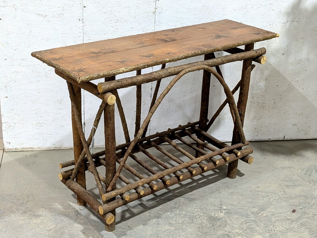 Rustic sofa or entry table measures 49" x 33" tall x 16" deep.