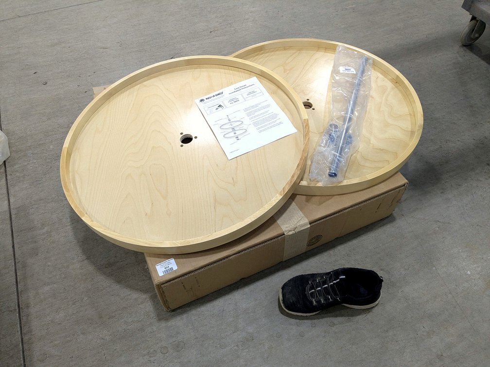Rev-A-Shelf lazy susan with instructions and hardware.