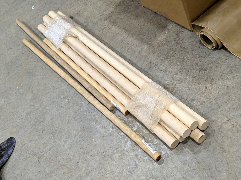 Several dowel up to 1-1/4" and 3'.