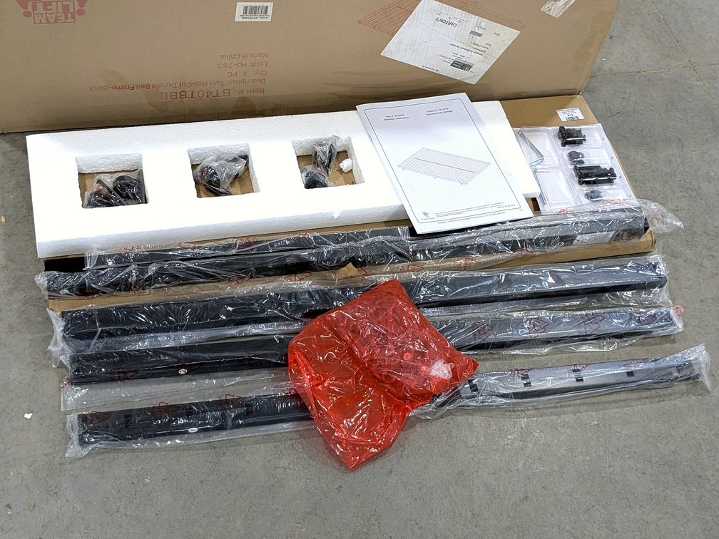 Walker Edison shelving unit comes with instructions for assembly.