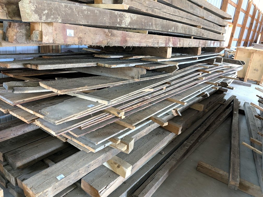 Reclaimed shiplap barnboards, most around 10" and up to 16'.