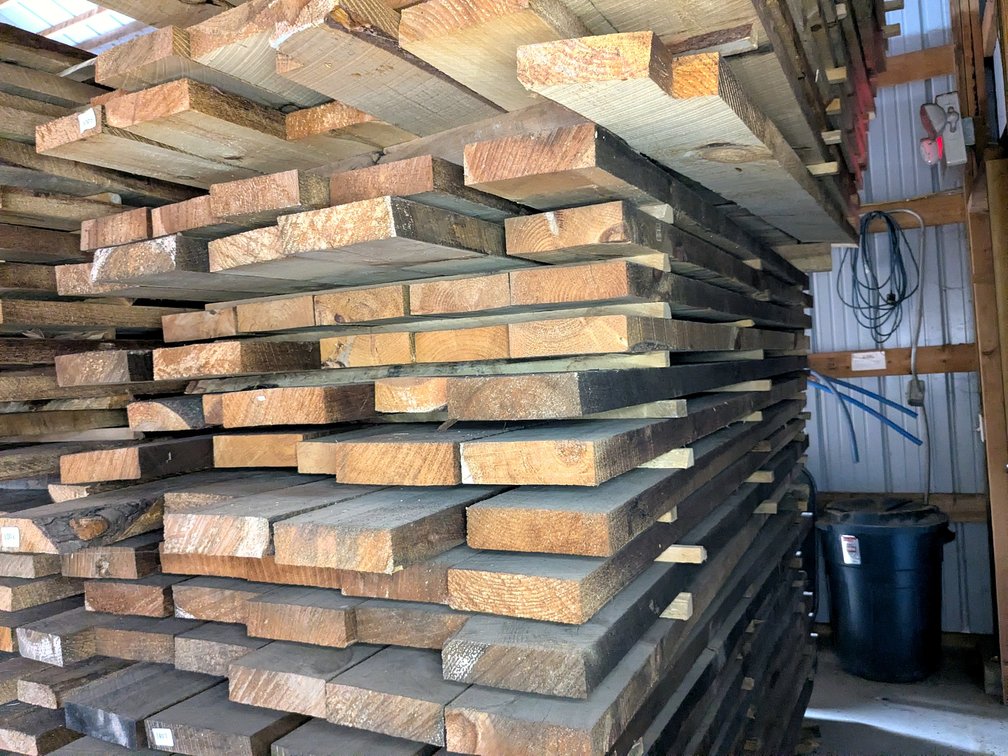 Bunk of rough sawn 8x2 pine beams up to 9'.