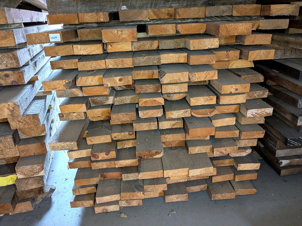 Bunk of rough sawn 6x2 pine beams up to 9'.