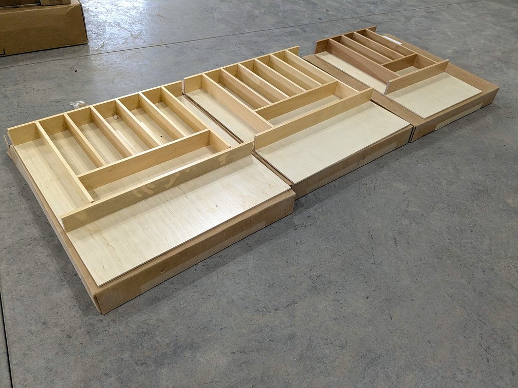 Three Ienn-Iex Quick Tray drawer inserts are each approx. 22" x 21".