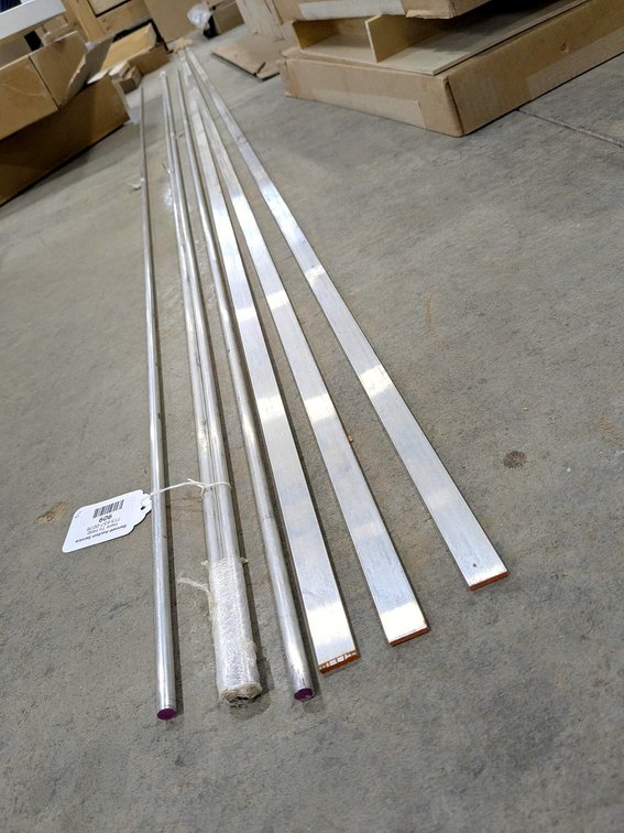 A few lengths of aluminum bars and rods up to 12'.  Bars 3/4" wide.
