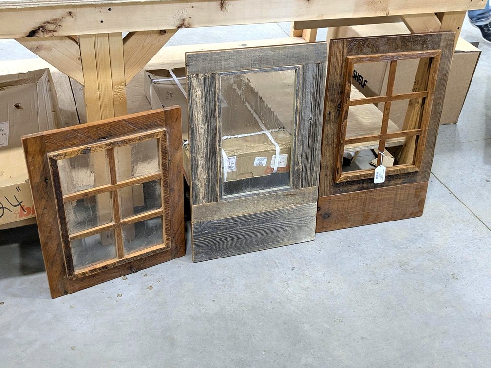 Rustic cabinet doors have glass inserts and measures 28" tall.