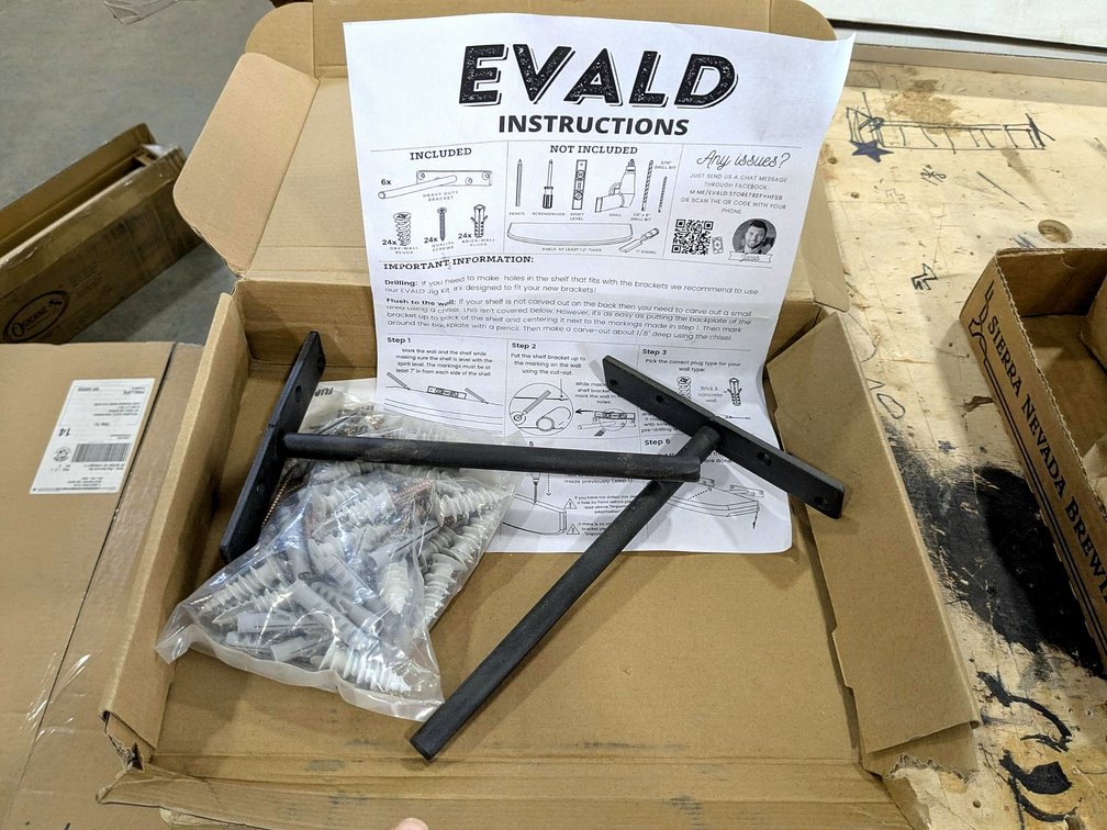 Evald hidden shelf brackets measure 8" long.
