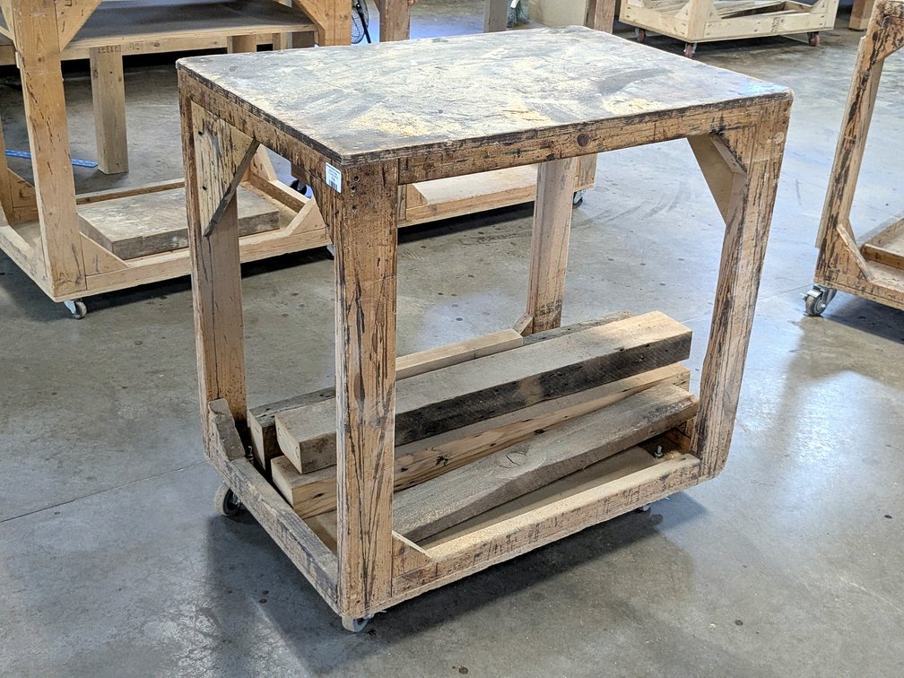 3' rolling work bench is about 2' x 3' high.
