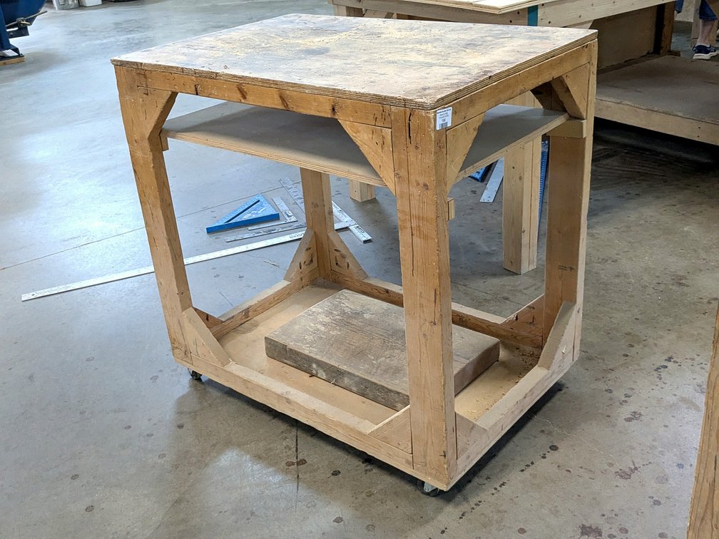 3' rolling work bench is about 2' x 3' high.