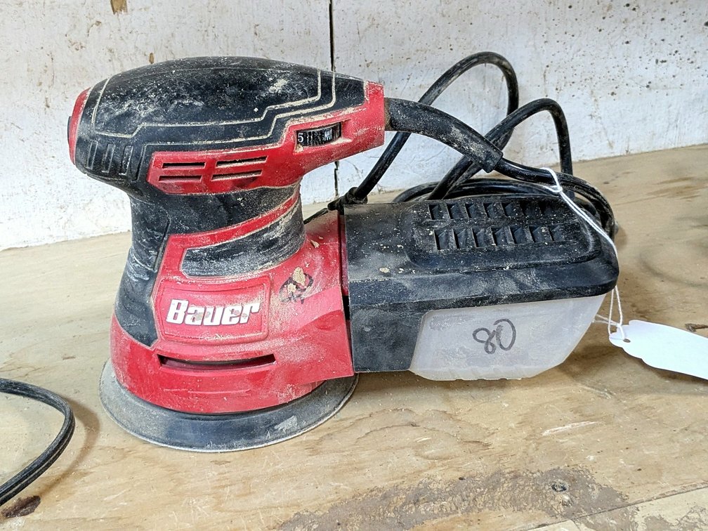 Bauer 5" palm sander with dust collector.