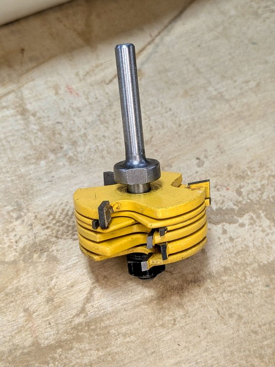 Router shaper bit with a 1/4" shank and 3" length.