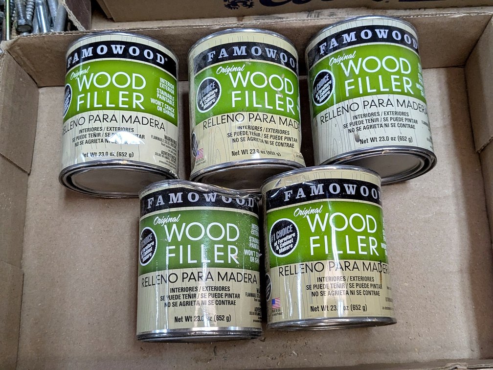 No shipping.  Famowood wood filler, most are half or more full.