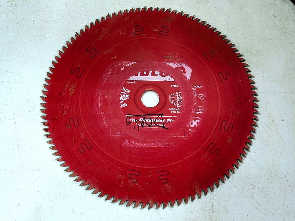 Diablo 12" circular saw blade with fine carbide tipped teeth.