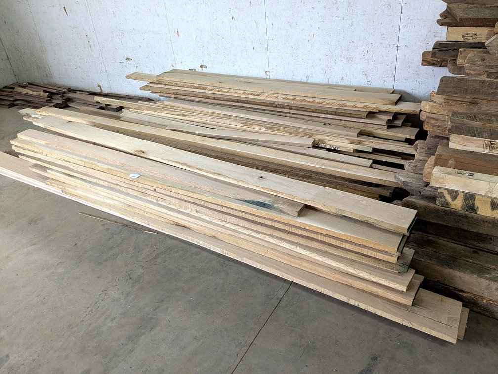Oak and other boards up to 15' long and 10" wide and 1" thick.