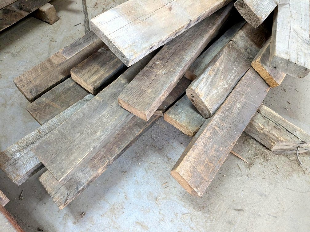 Rustic rough sawn lumber up to 8" wide and 2" thick and 12' long.