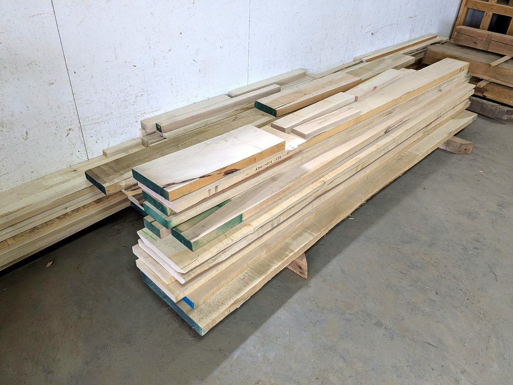 Maple slabs and sticks up to 17" wide, 2" thick and approx. 18' long.
