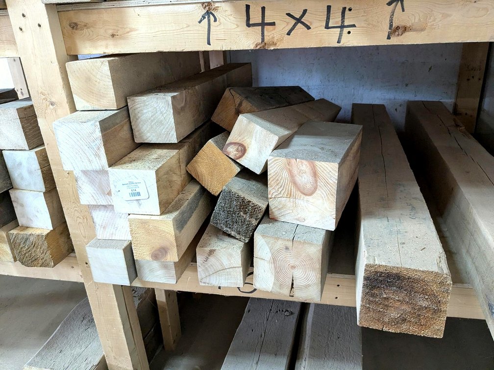 Rustic rough sawn lumber up to 6" x 6" and 58" long.