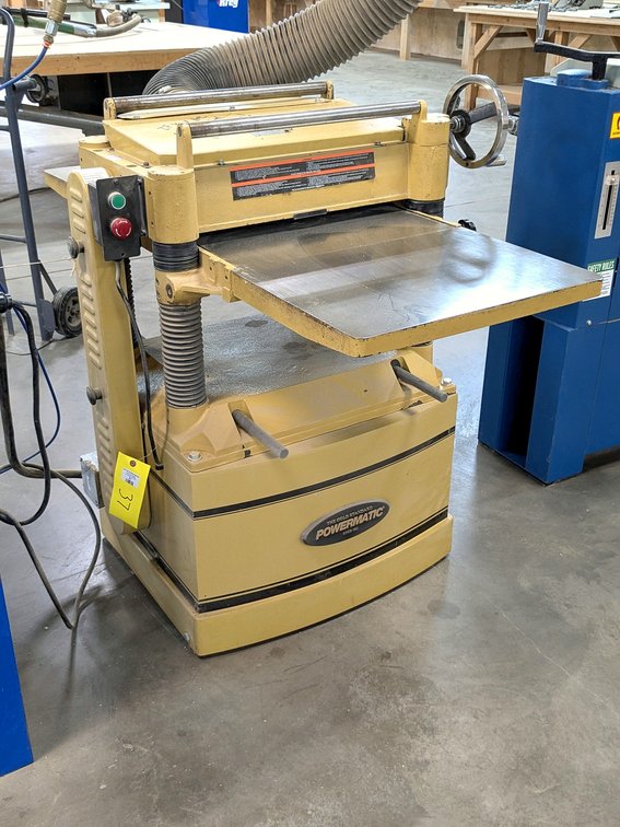 Powermatic thickness planer is Model 209-1, has a 21" table, 8" thickness capacity.