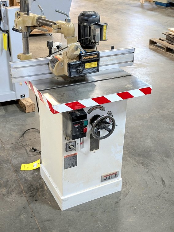 Jet Model JWS-25S shaper with 3 hp motor and Powermatic automatic feed system.