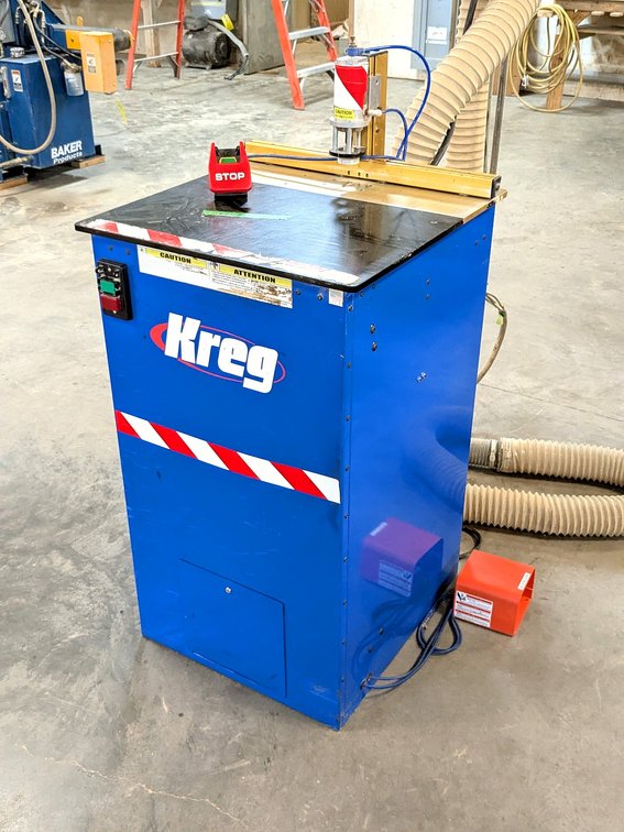 Kreg brand drilling table is Model DK1100 FE, has a 24" table, new safety switch to be installed and