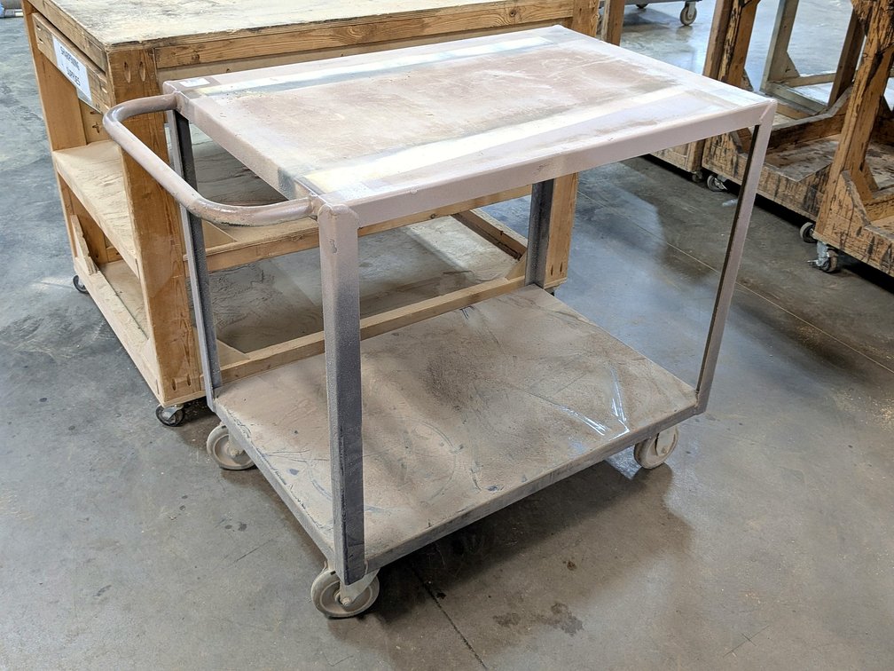 Rolling shop cart measures 42" long.