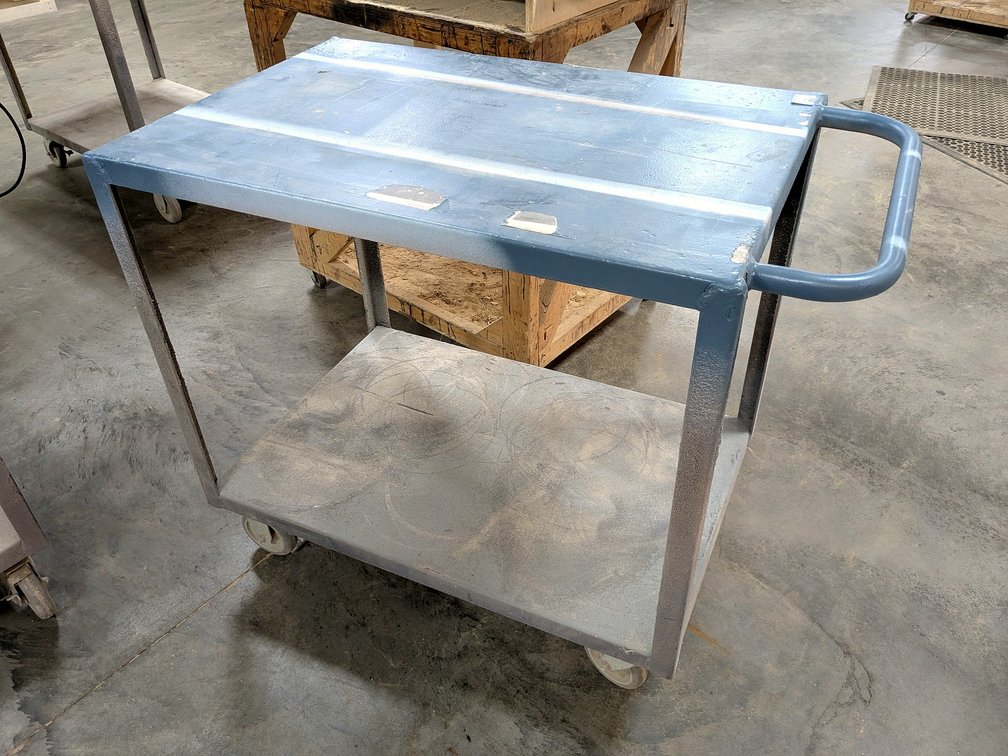 Rolling shop cart measures 42" long.