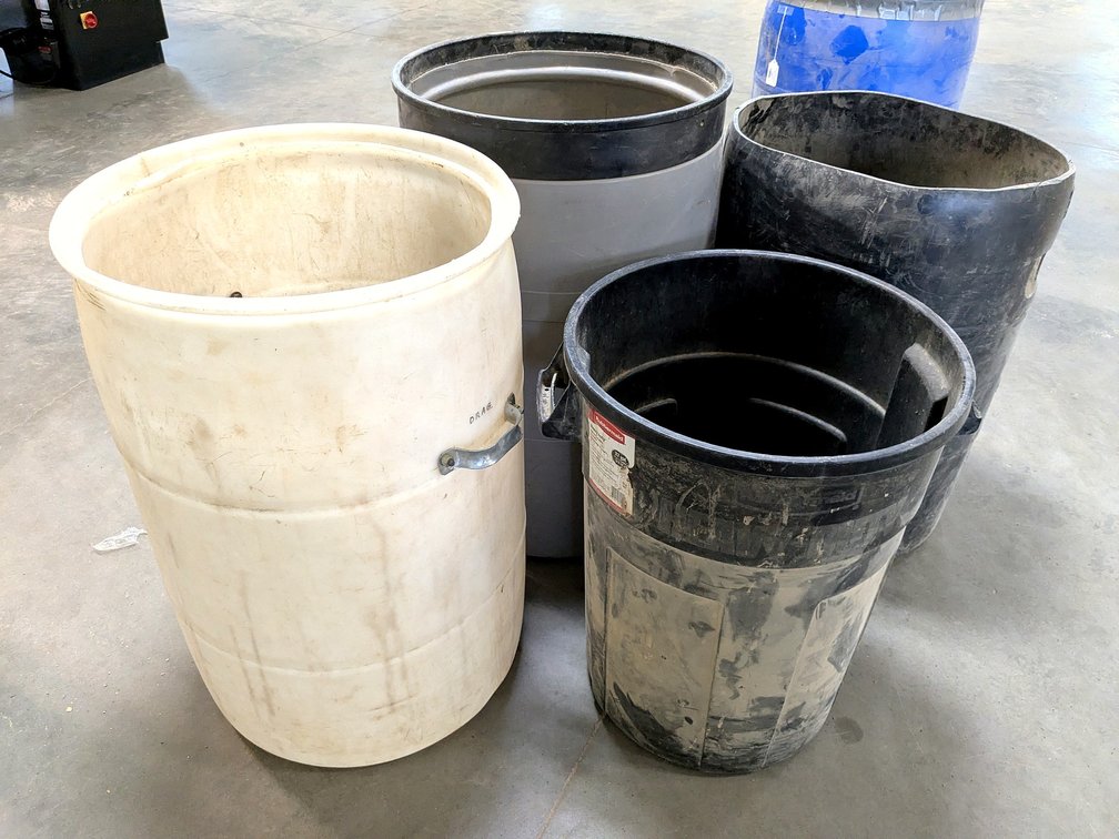 Four barrels up to 3' tall.