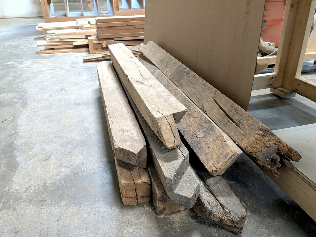 Rustic wooden beams up to 4" x 4" x 50".