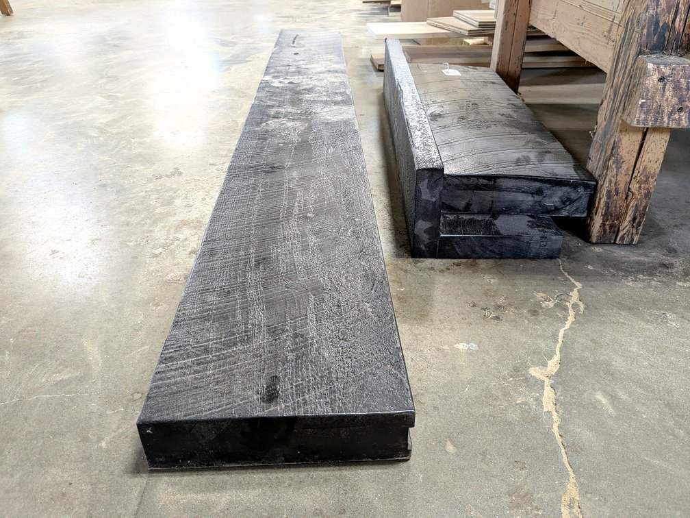 Rough sawn shelves up to 7' long x 10" x 2-1/2" thick.
