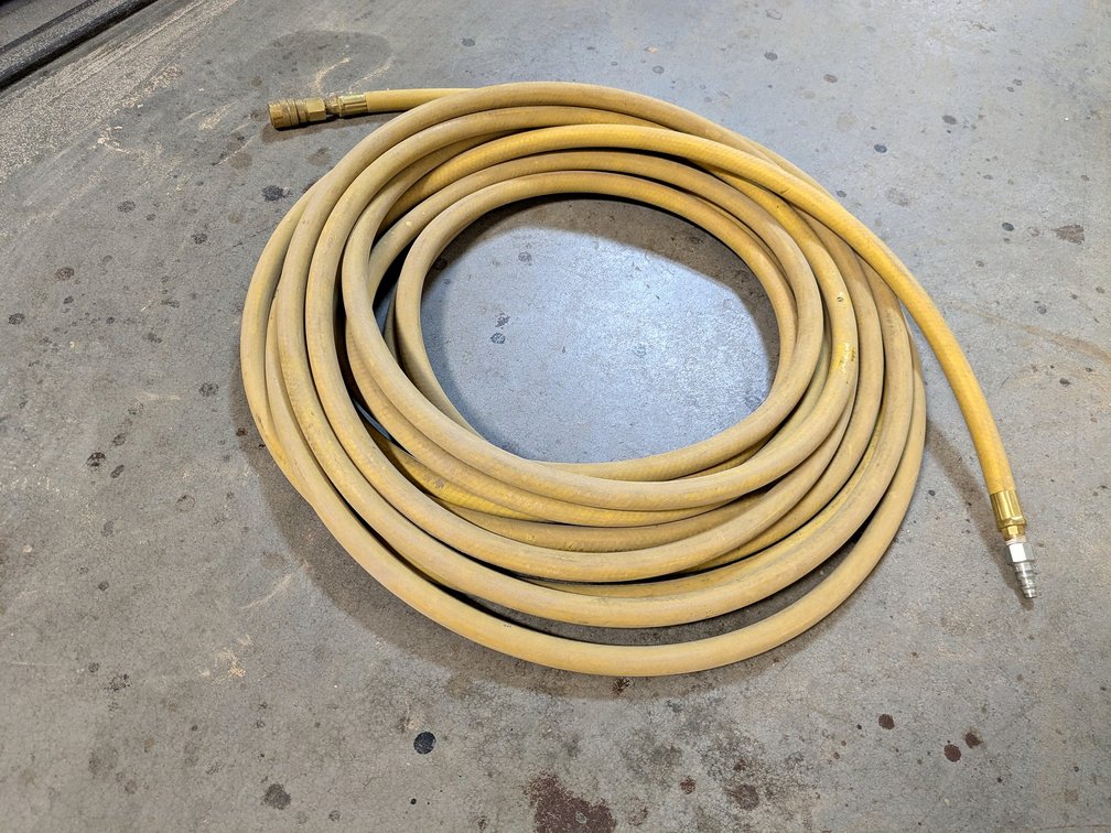 Goodyear 3/8" oil resistant air hose is approx. 50'.