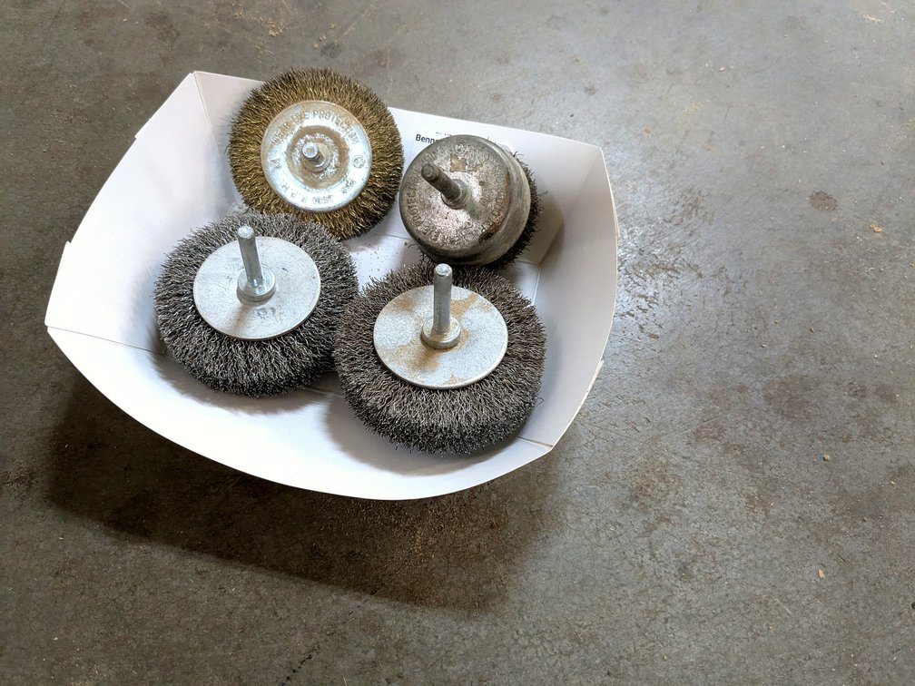 Several wire brushes up to 3".