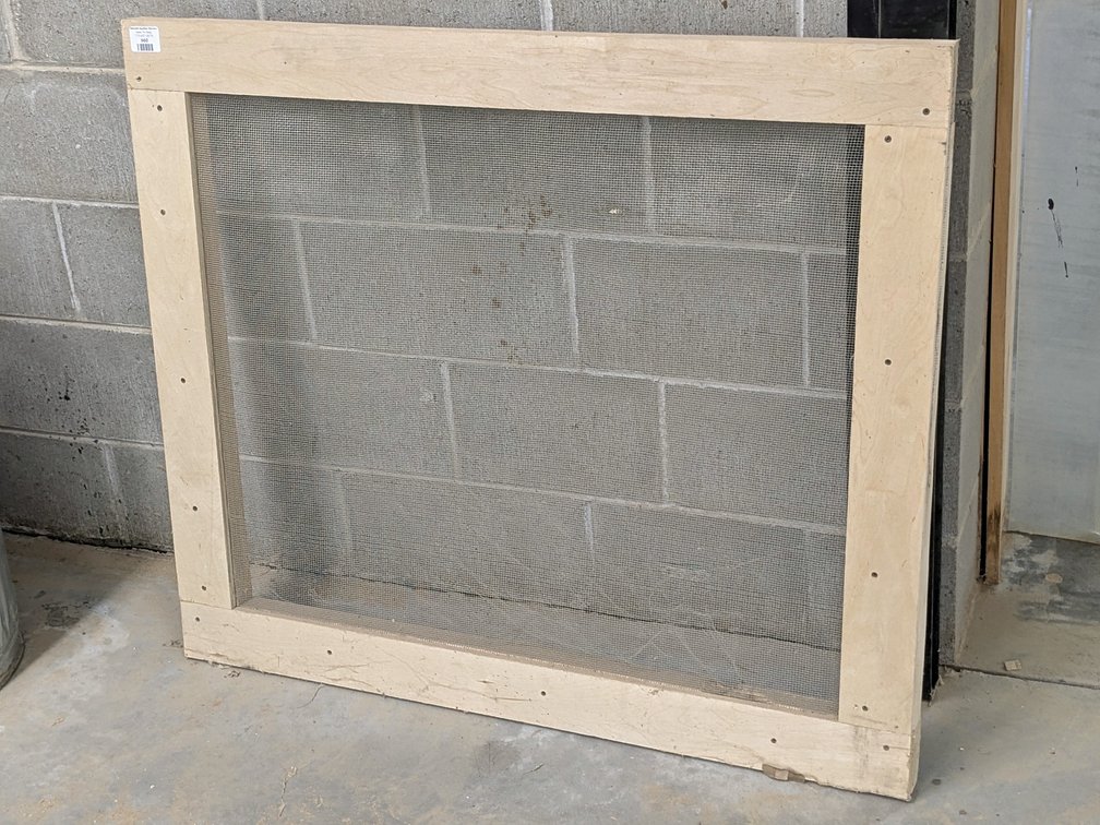 Sawdust chip screen measures 42" x 36" over frame.