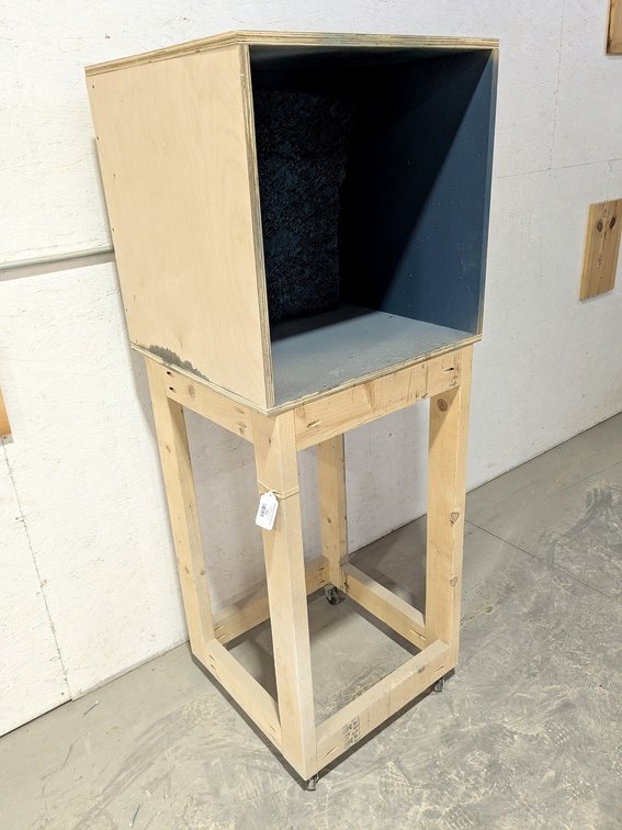Painting cabinet stands 62" tall and measures 21" x 18" inside.