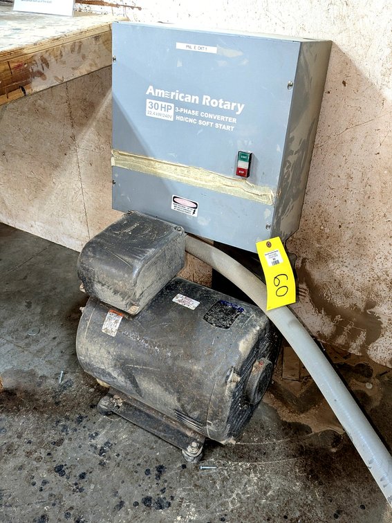 American Rotary 30 hp 3-phase converter with soft start function.  Panel measures 18" tall and comes