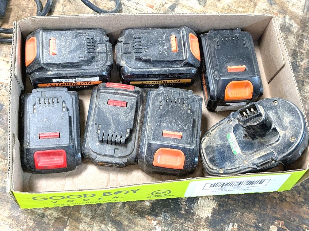 DeWalt and other power tool batteries, most are 20v.