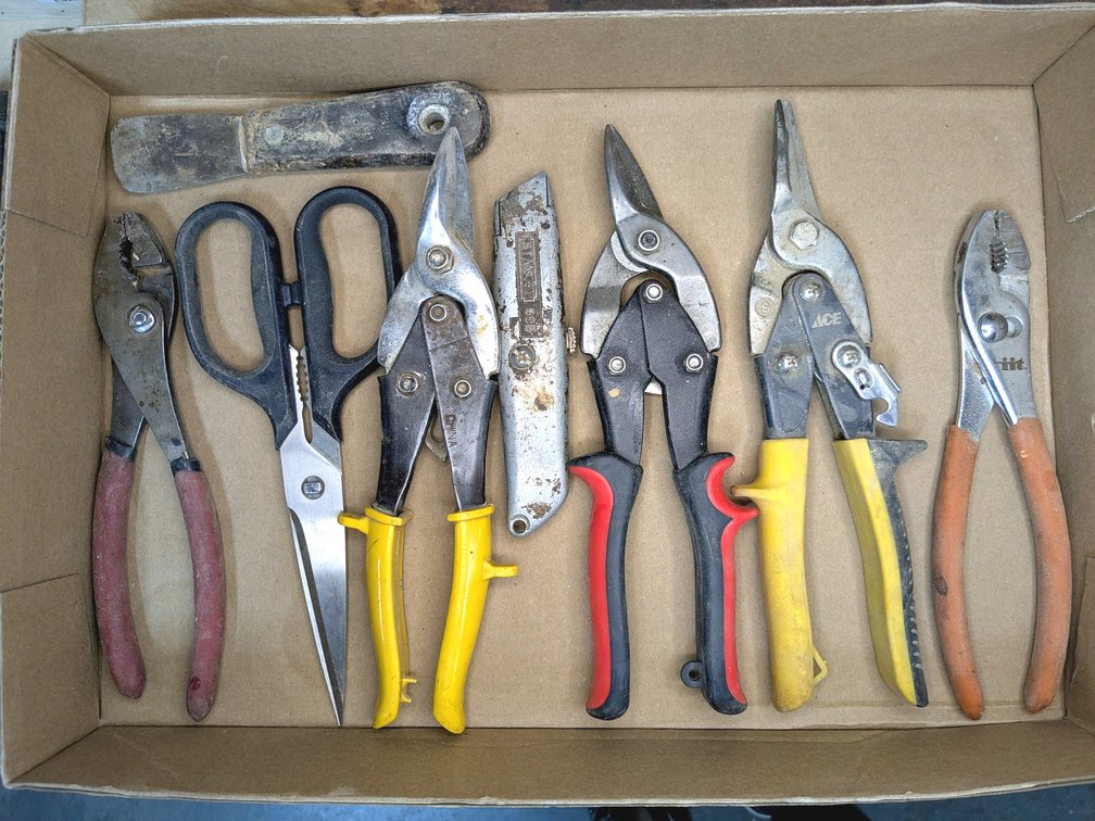 Stanley, Ace, and other sheet metal shears, pliers, and more.