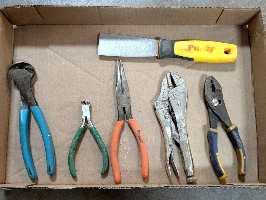Vise Grip pliers, ChannelLock front end cutters, and more.