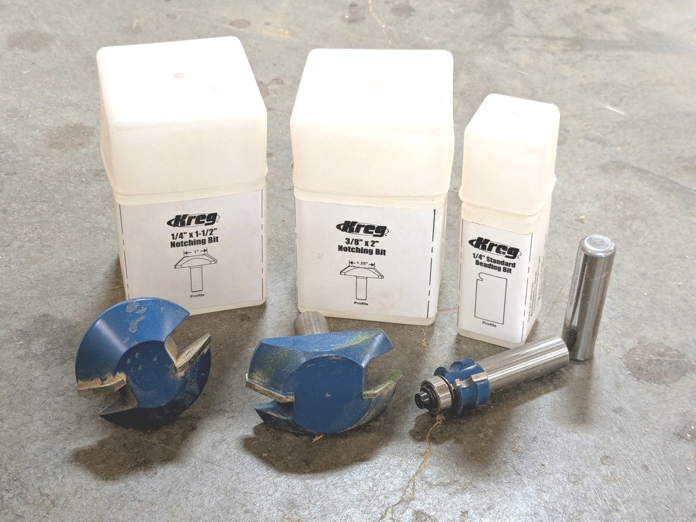 Kreg brand notching bits and more.