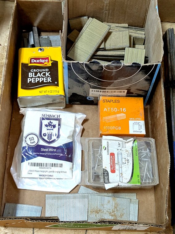 Staples, nails, pop rivets and more.