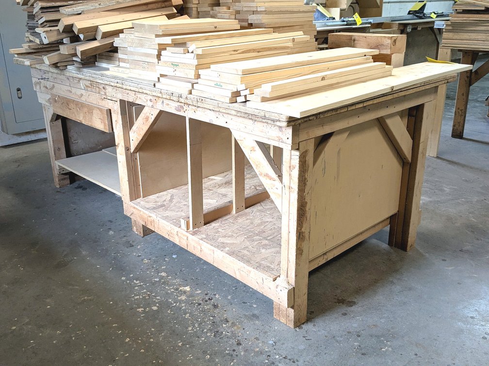Work bench measures approx. 4' x 8' x 3' high.