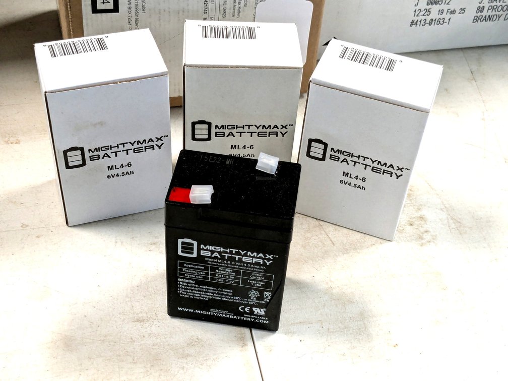 Four new Mighty Max 6 volt batteries are 4".