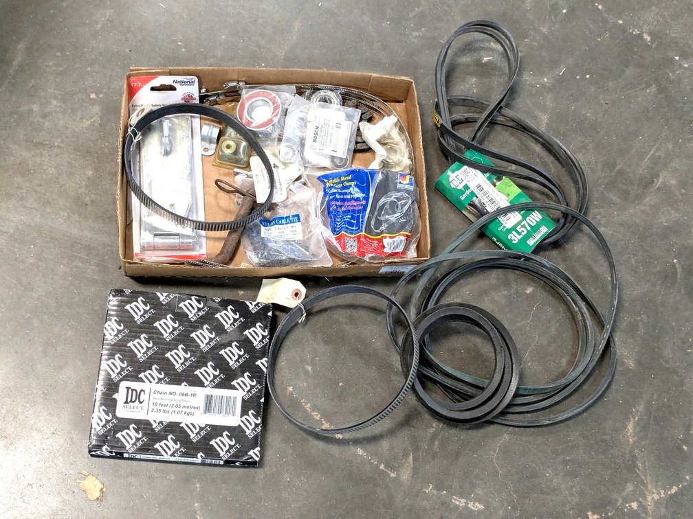 Hardware including latches, chains, belts, more.