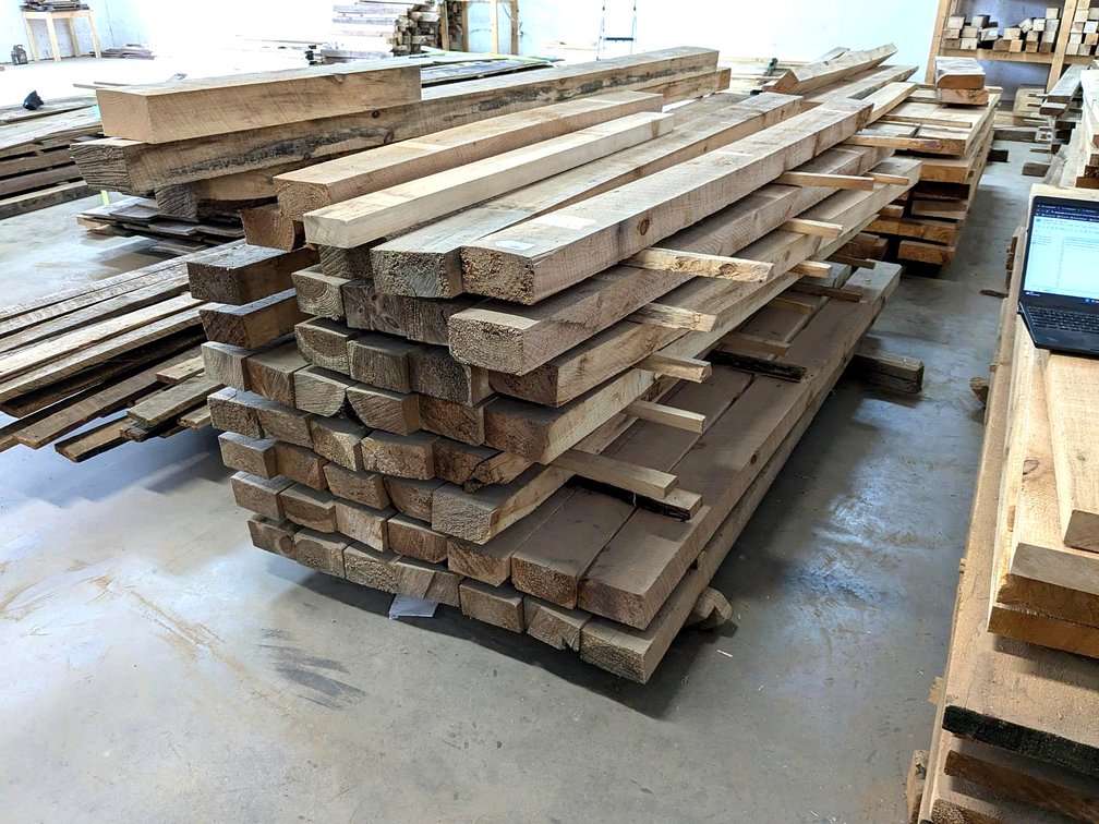 Rough sawn lumber up to 6" wide and 3" thick and 8' long.