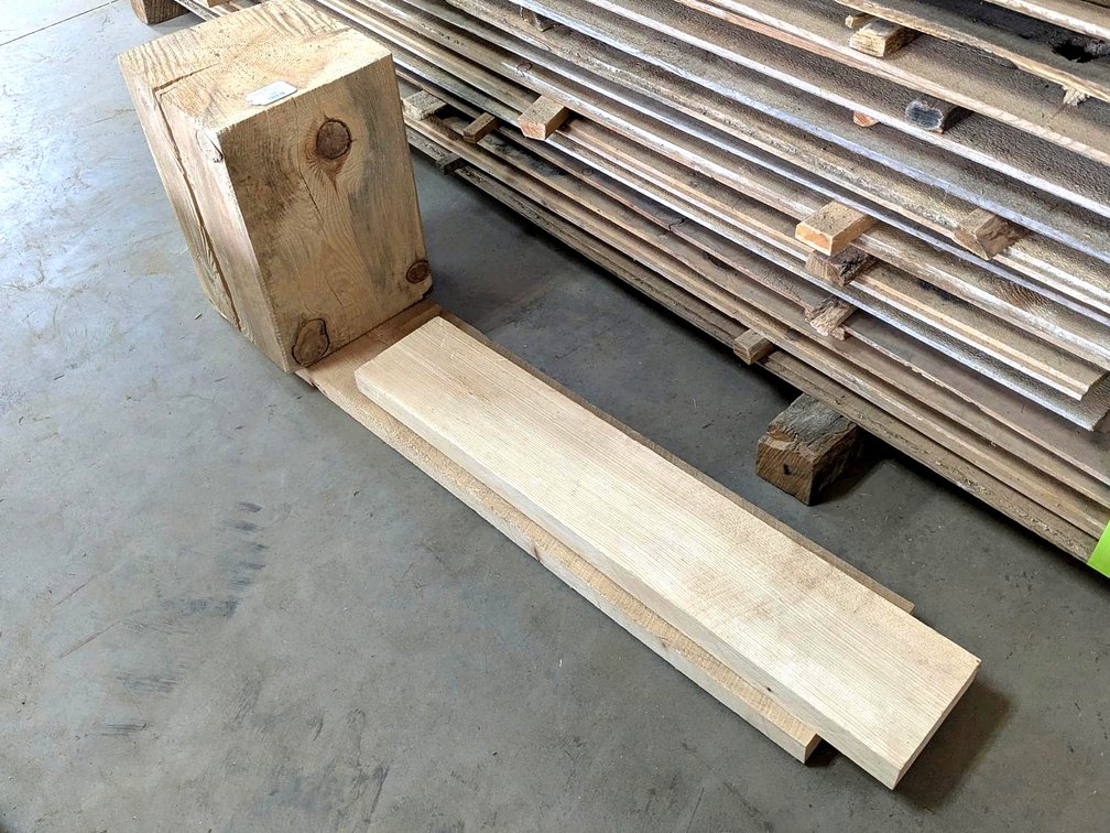 Large wood block is 12" x 12" x 18" high, comes with planks up to 51".