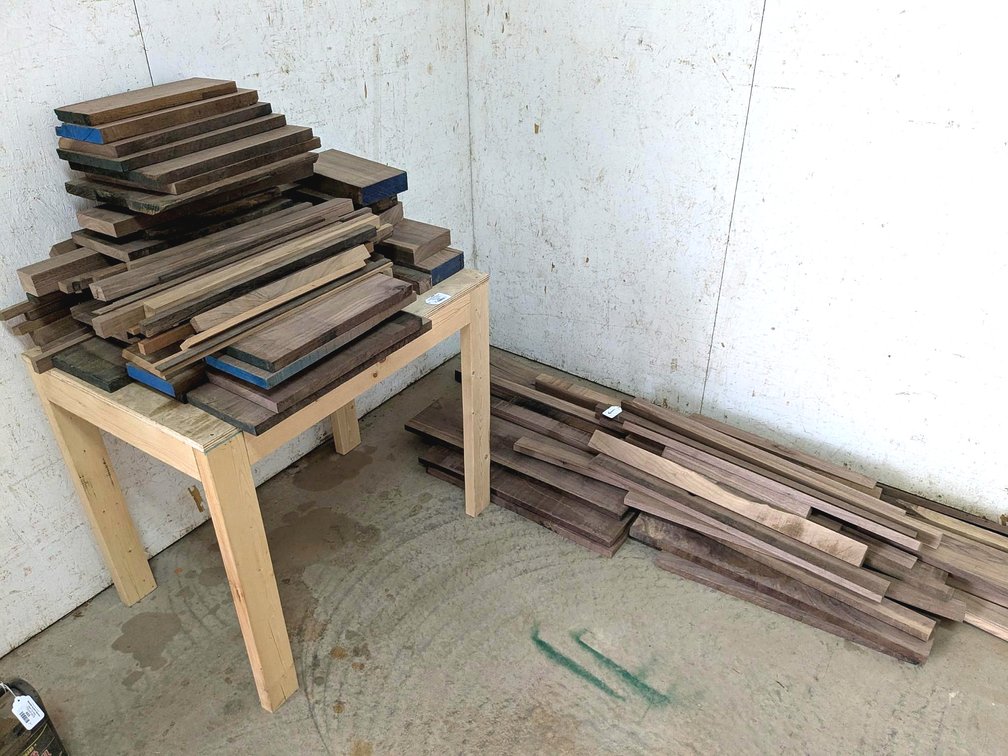 Assorted pieces of black walnut up to 10' and 2" thick and 8" wide.
