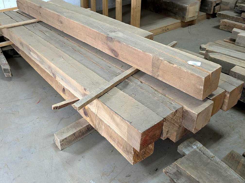 Rustic rough sawn beams up to 6" wide and 6" thick and 102" long.