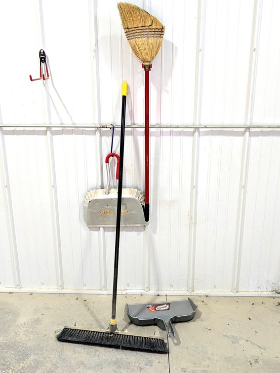 Libman and other brooms and dust pans up to 2' wide.