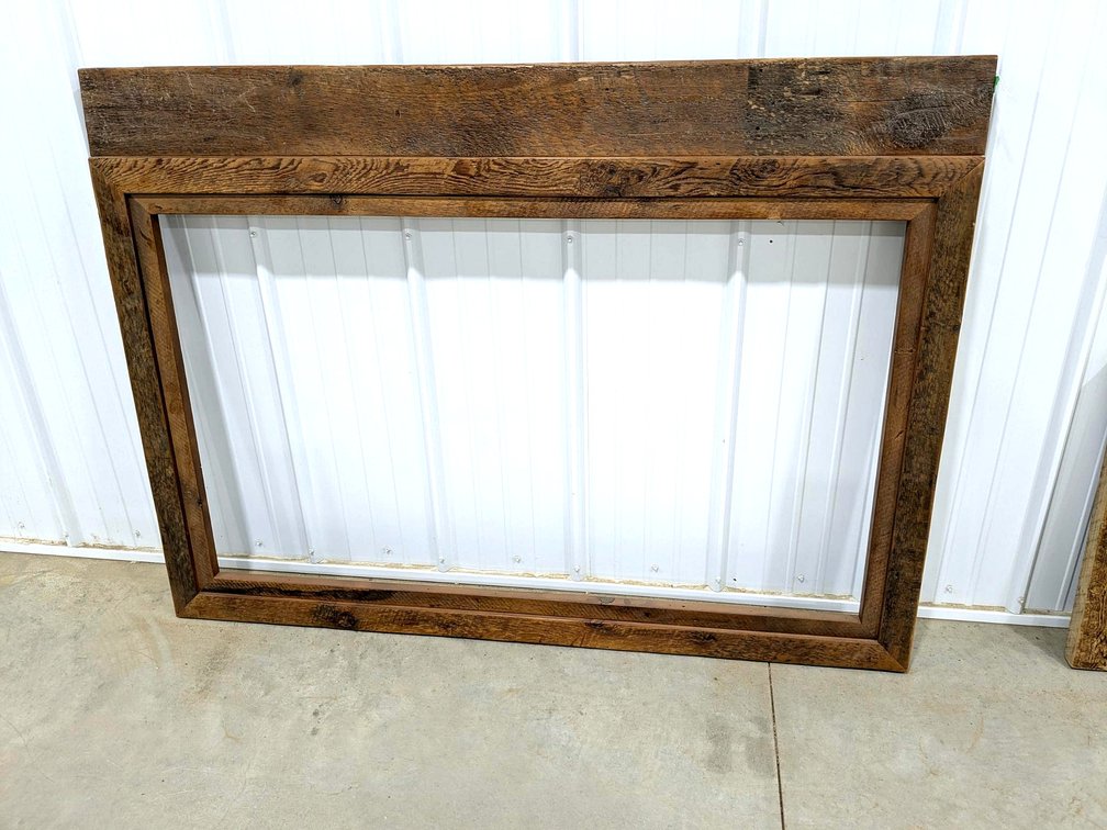Rustic wooden frame measures 5' x 44" x 2-1/2" deep.