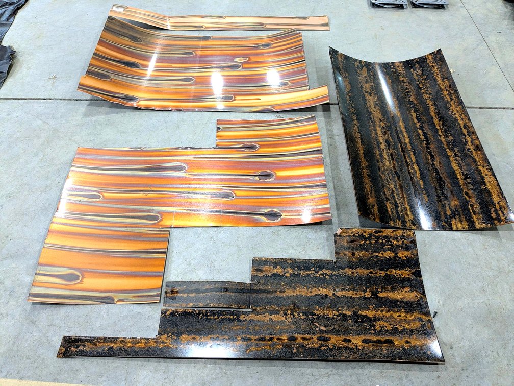 Several pieces of copper sheeting up to 3' wide.