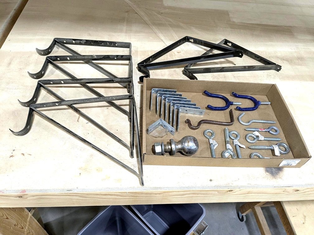 Eye bolts, 2" ball hitch, shelf brackets, corner brackets, more.